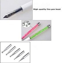 Ручка для дизайна ногтей кисть 5 точечная головка перо горный хрусталь хрустальные металлические наконечники для рисования инструмент для маникюра V9-Drop