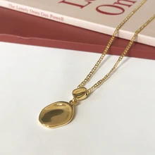 

WTLTC 2021 INS Hot Hammered Small Coin Pendant Necklaces for Women Minimalist Irregular Disc Necklace Retro Link layered Chokers