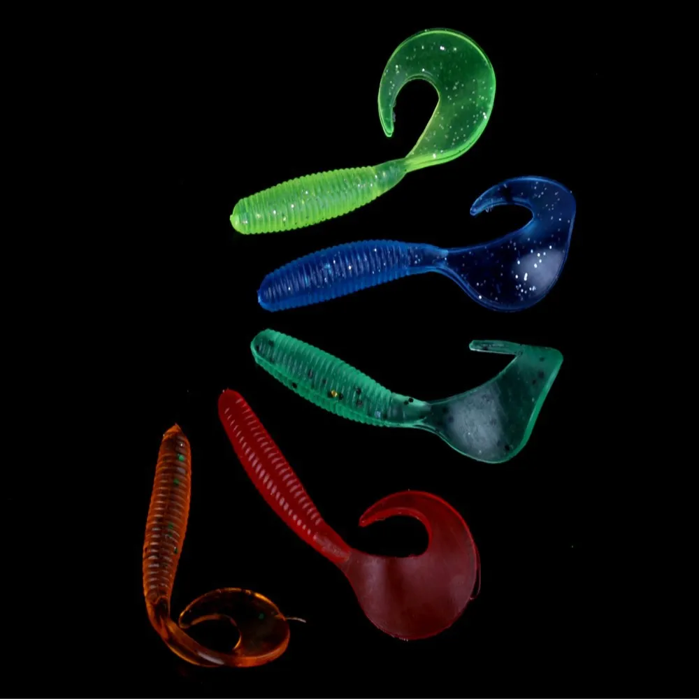 

0011-HJ- SO-0025P. Curly tail soft maggot suit 5pc /Lot including fishing bait suit road soft single tail bait fishing gear