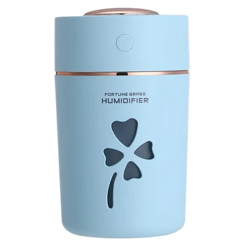 

280ML Household Car Purifier Atomizer Lucky Grass Aroma Diffuser USB Mini Air Humidifier Colorful LED Night Light-Blue