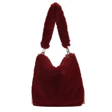Плюшевая сумка на плечо для женщин, простой стиль, одноцветная сумка-мессенджер, модная женская сумка-мессенджер через плечо, женская сумка# R15