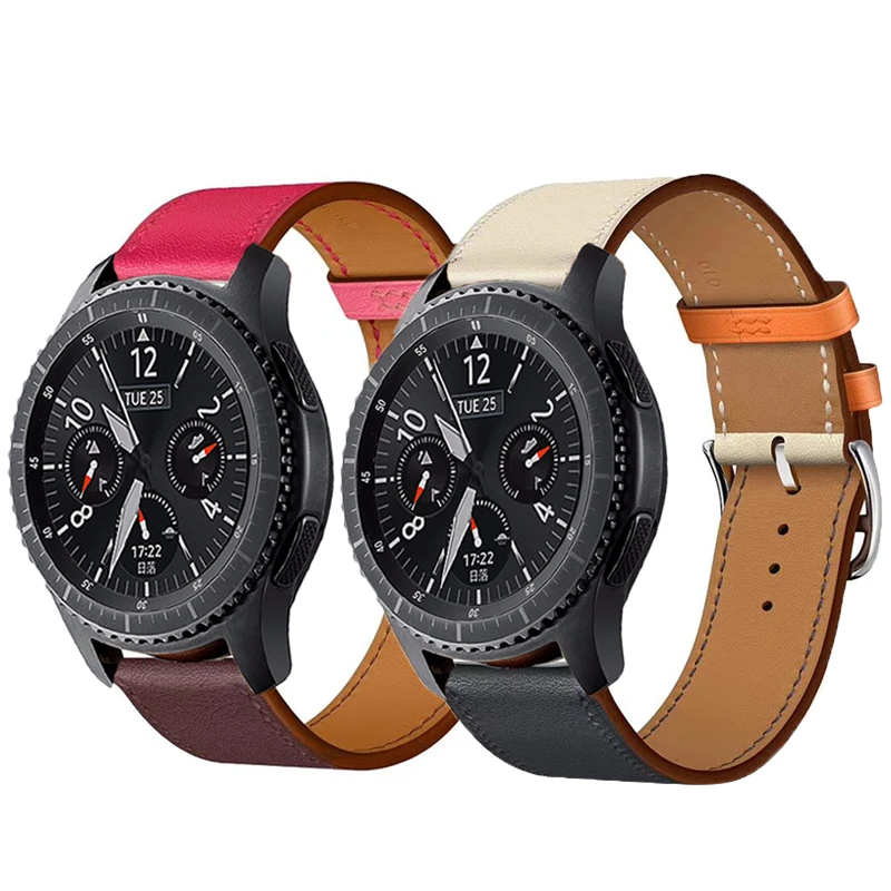 Кожаный ремешок для samsung gear Sport S2 S3 Classic Frontier Galaxy Watch 42 мм 46 22 быстрая замена