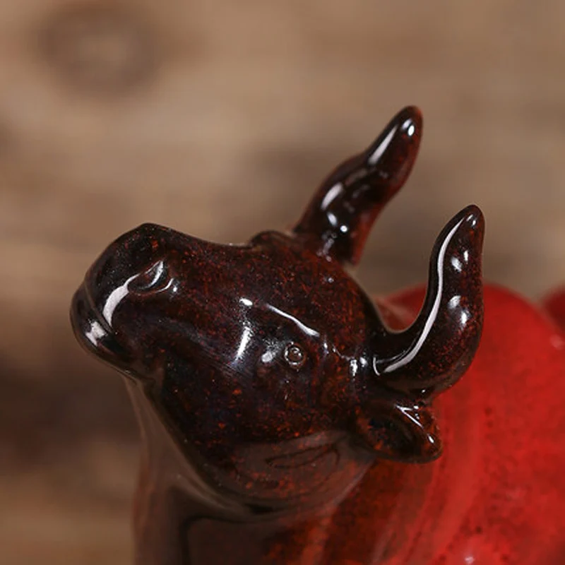 Ceramic Buffalo Kung Fu Puer Tea Pet, Porcelain Small Feng Shui Ornaments, Home, Office, Desktop, Handicrafts Decor