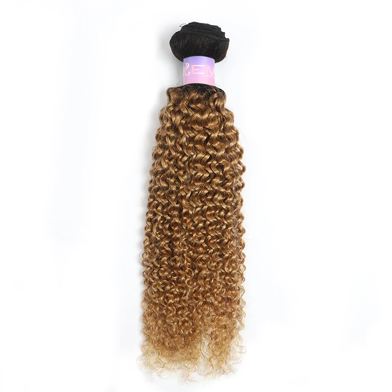 T1B/27 бразильские кудрявые человеческие волосы, пряди, медовый блонд, два тона, волнистые пряди, 3/4 шт., не Реми, волосы для плетения KEMY Hair