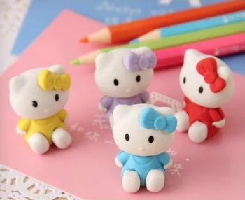 

4Pcs Creative Student Stationery Cartoon Hello Kitty 3d Eraser For Children