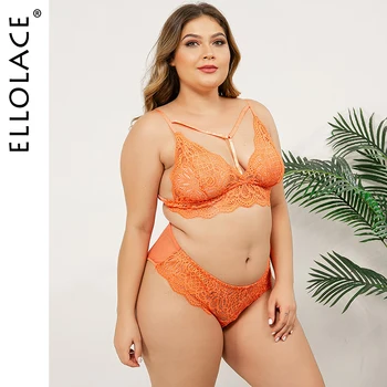 

Ellolace Plus Size Underwear Set Women Lingerie 2 Piece Sexy Transparent Bra Set Lace Underwear 2020 Lingerie Sexy Hot Erotic