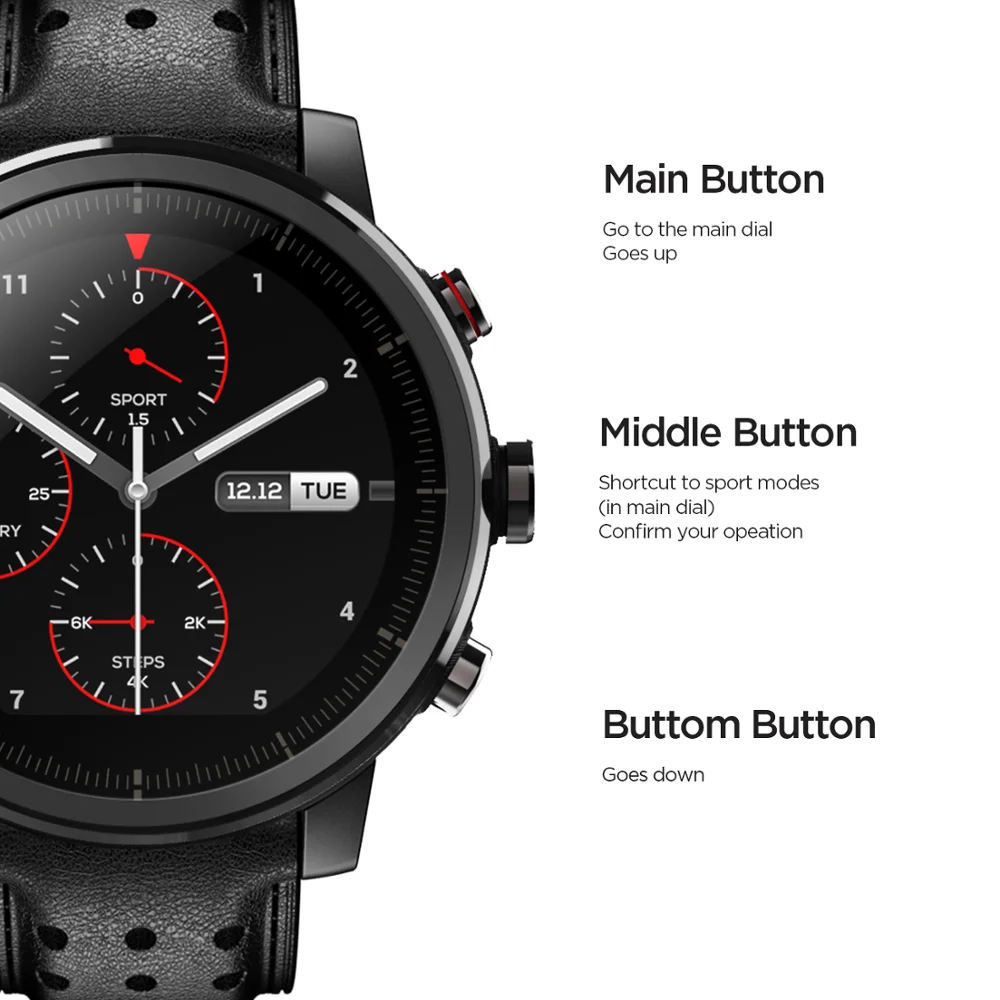 Новинка Amazfit Stratos+ флагманские Смарт-часы с кожаным ремешком, Подарочная коробка, сапфир 2S