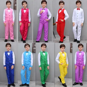 

Flowers Children Boys Candy Color Jazz Dance Costumes For Kids Boys Wedding Gentleman Formal Performance Clothing Sets New 2020