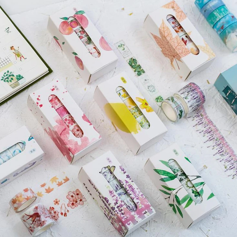 

5 Pcs/Box Cute Flower Washi Tape Set DIY Album Diary Scrapbooking Decorative Adhesive Masking Tapes Stationery School Supplies