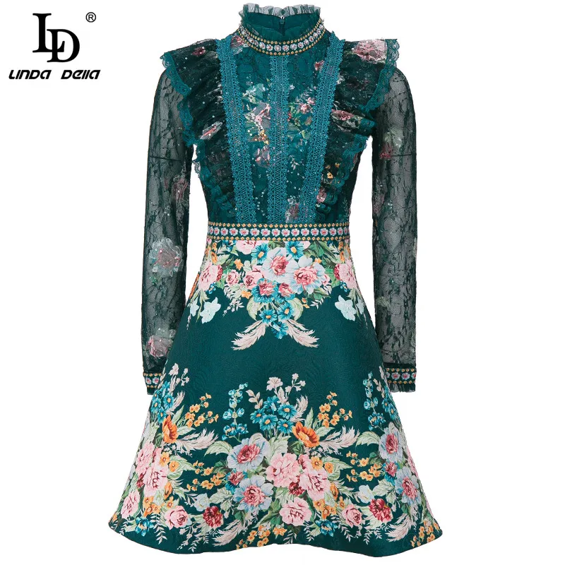 LD LINDA DELLA Fashion Runway Autumn Mini Dress