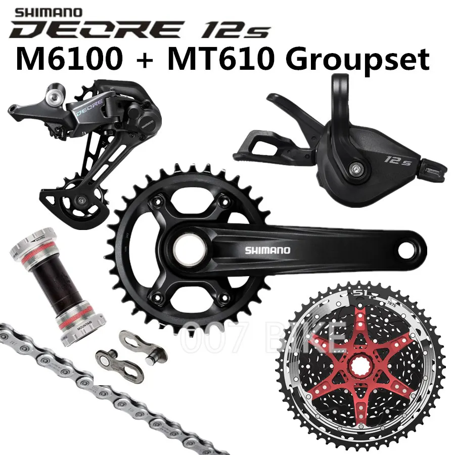 SHIMANO DEORE M6100 Groupset 34T 32T коленчатый набор для горного велосипеда 1x12 Speed 10 51T 11 + MT610