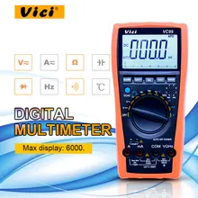 Vici vc99 lcd multímetro digital 1000 v ac dc resistência capacitância medidor + par térmico termômetro tester com bolsa saco