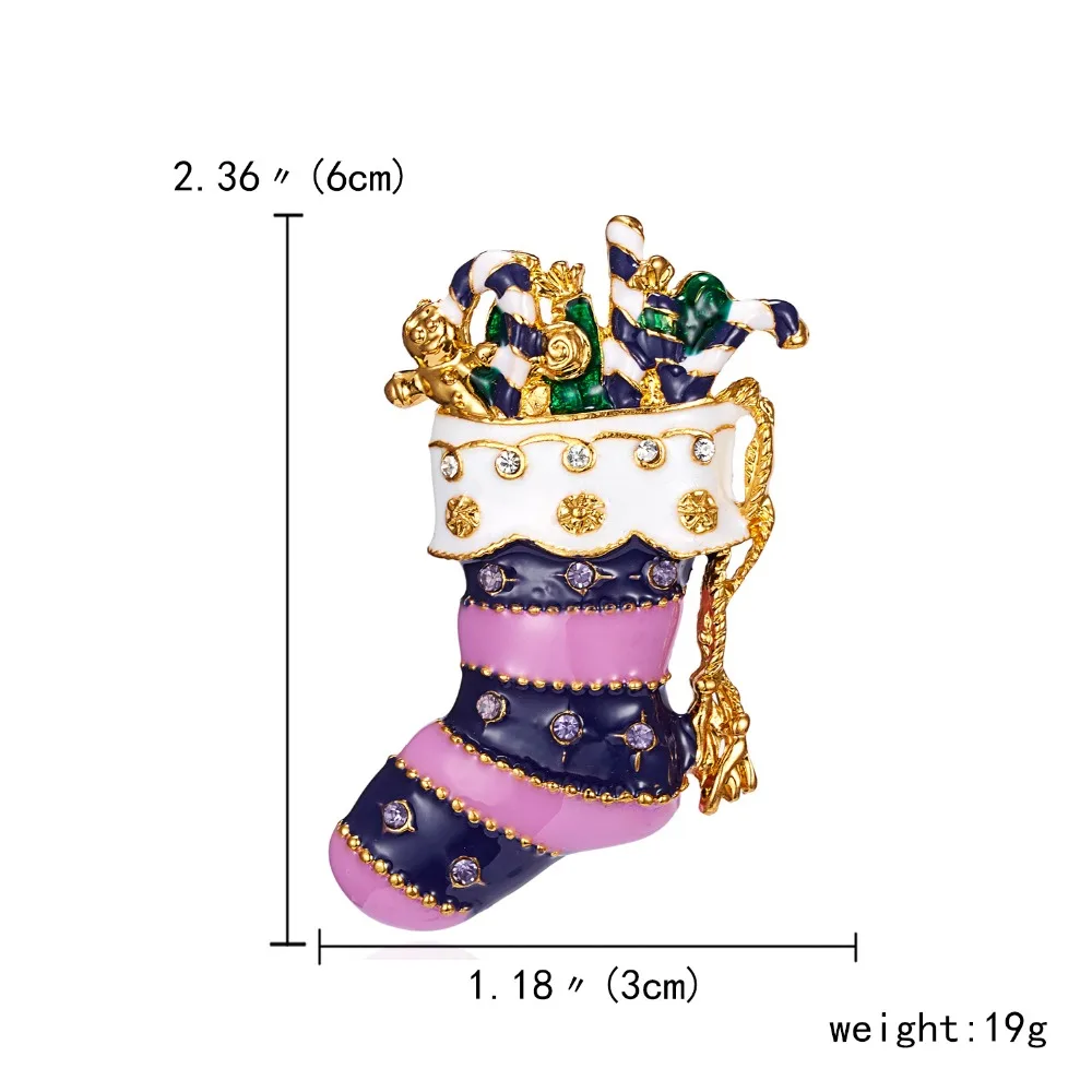 Rinhoo Christmas Crutch Brooches Gifts For Women New Year Red Hat Snowflake Gloves Xmas Gift Box Socks Boots Rhinestone Brooch