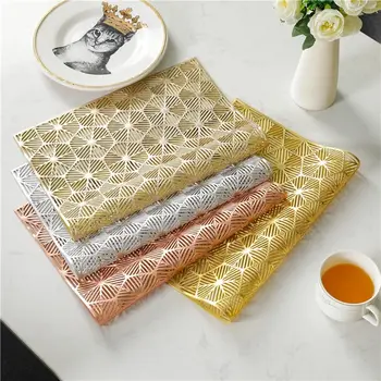 

PVC Placemats Cutout Hangable mat Round Hollow Non Slip Dining Table Mats Coaster Home table Decoration Gold Placemat