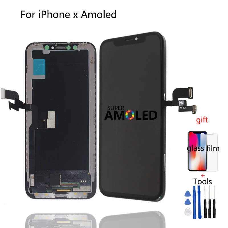 

For iPhone X LCD With 3D Touch Digitizer Assembly No Dead Pixel LCD Screen Replacement Display AMOLED For iPhoneX LCD With Gift