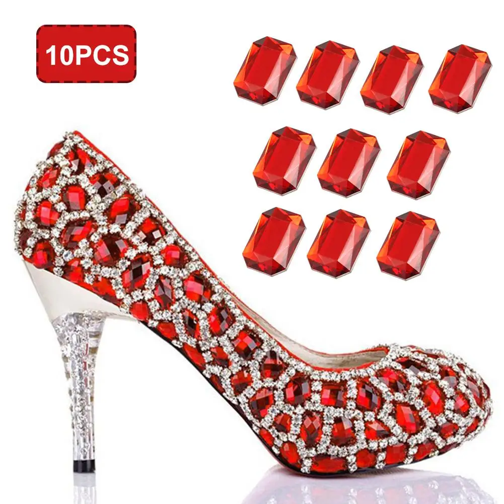 

10Pcs Wedding Decor Shoes Sticker Rectangle Shaped Acrylic Rhinestone Stickers DIY Cloth Bag Shoe Crafts Hat ornament DIY Craft