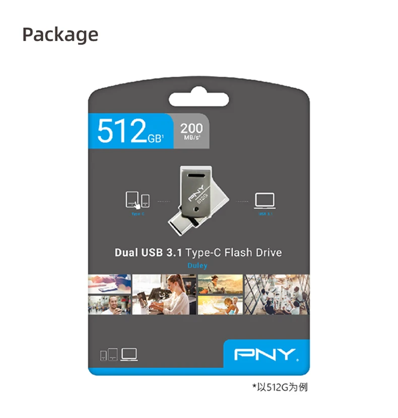 PNY Dual USB3.1 Type-C Mini USB Flash Drive 32G 64G Waterproof Phone U Disk usb Memory Metal Flash Drive Support Mac Duley memory drive