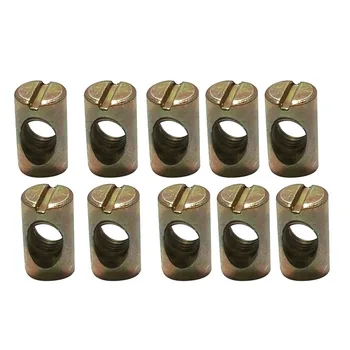 

10Pcs/set M6/ Furniture Cross Hole Nut Carbon Steel Nut Bed Bolt Nut Barrel Nut Furniture Accessories Tools Parts