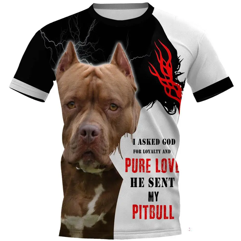 

HX Men's T-shirt Animal American Pit Bull Terrier Pitbull 3D Print Dog Lightning Tee Shirt Clothing Unisex Short Sleeve Tops