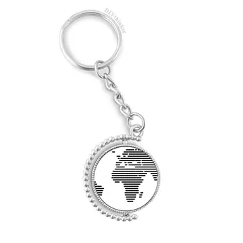 

Simple Black Line World Map Pattern Rotatable Key Chain Ring Keyholder