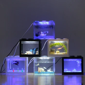 

Home Decoration Multicolor Stackable Building Blocks Ecological Small Reptile Pet Box Tea Table Mini Aquarium Fish Tank New