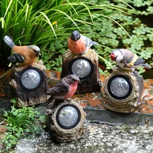 Солнечные светодиодные фонари сад двора дома веревка для птицы на ветке орнамент животное птица наружная декоративная скульптура садовые статуэтки