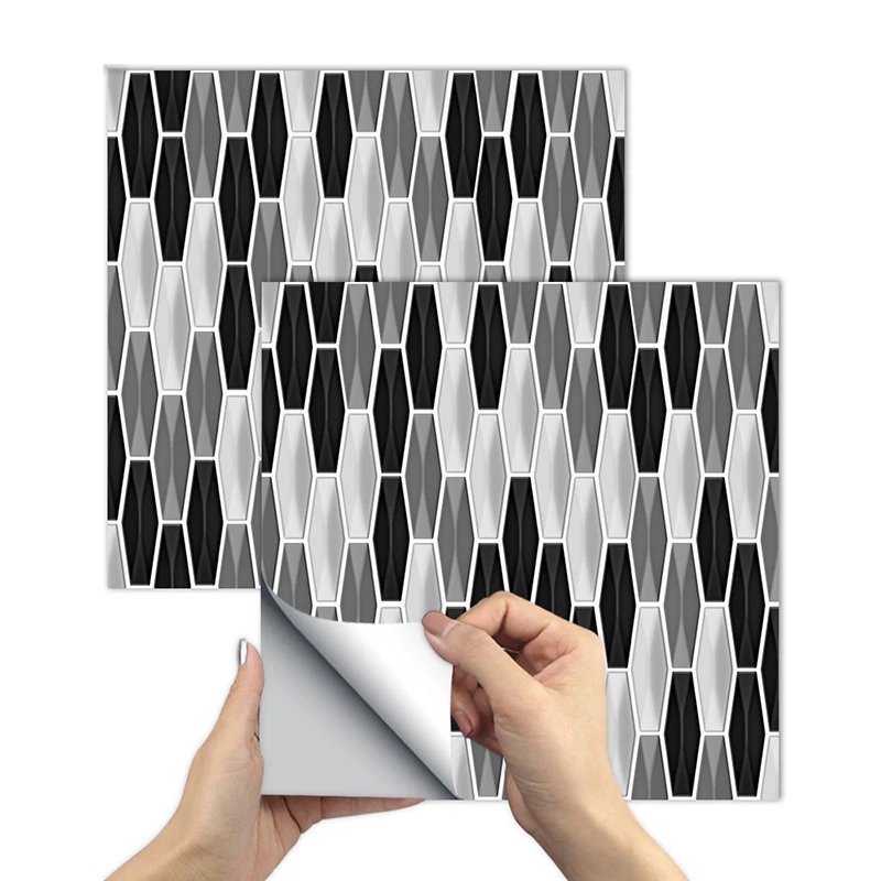 

20Styles Geometric Figure Tile Stickers Self-Adhesive PVC Wall Sticker for Bathroom Kitchen Background Wall Home Decoration