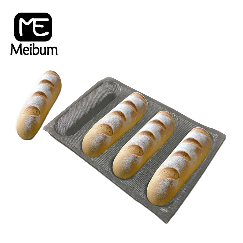 Meibum 4 полости Овальный хлеб стекловолокно силиконовая форма для выпечки длинная буханка хот-дог багет Eclair антипригарное Выпекание лоток пористая форма