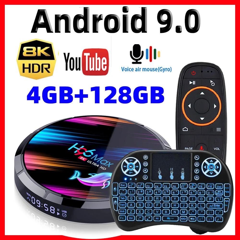 H96 Max X3 Смарт Android ТВ коробка 9 0 Smart BOX 8K Amlogic S905X3 4 Гб 128 ГБ/64 Гб/32G Встроенная память 2 4G
