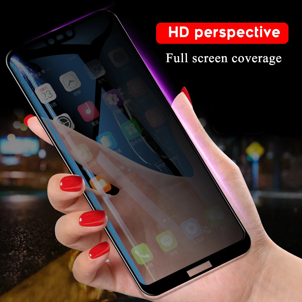 Анти-шпион полное покрытие закаленное стекло для huawei P20 P30 mate 20 Lite Пленка