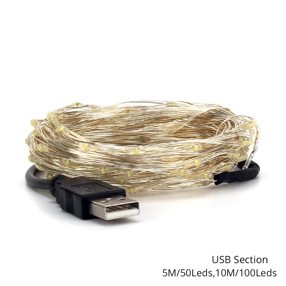 2 متر 3 متر 5 متر 10 متر Led أضواء سلسلة الأسلاك النحاسية USB أو بطارية تعمل بالطاقة led سلسلة ضوء الجنية ضوء لأضواء عيد الميلاد حفل زفاف