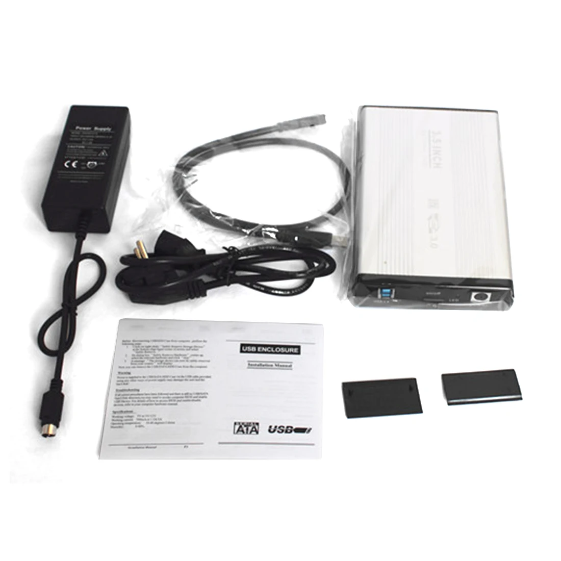 Caja de disco con adaptador de corriente, aleación de aluminio, pulgadas, USB 2,0, para PC de escritorio|Estuches para discos duros| - AliExpress