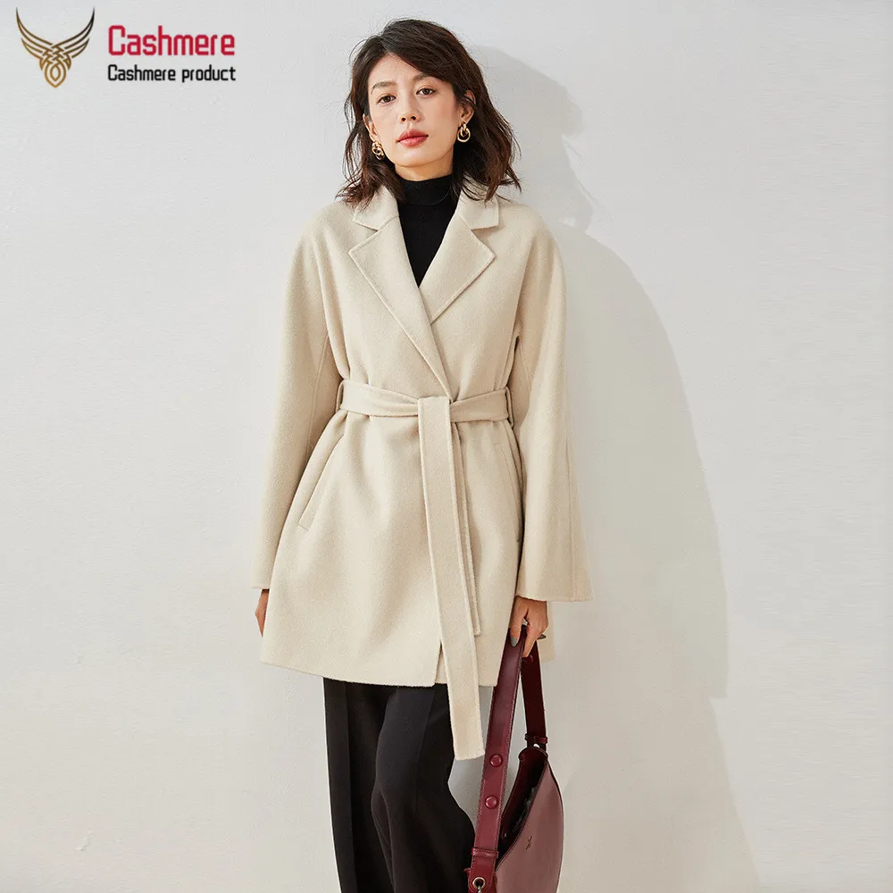 long puffer Loose Women Coat Winter Long Coat 20% Cashmere Coat Water Ripple Wool Coat Women New Autumn Double-breasted Coat Women Commuter down parka