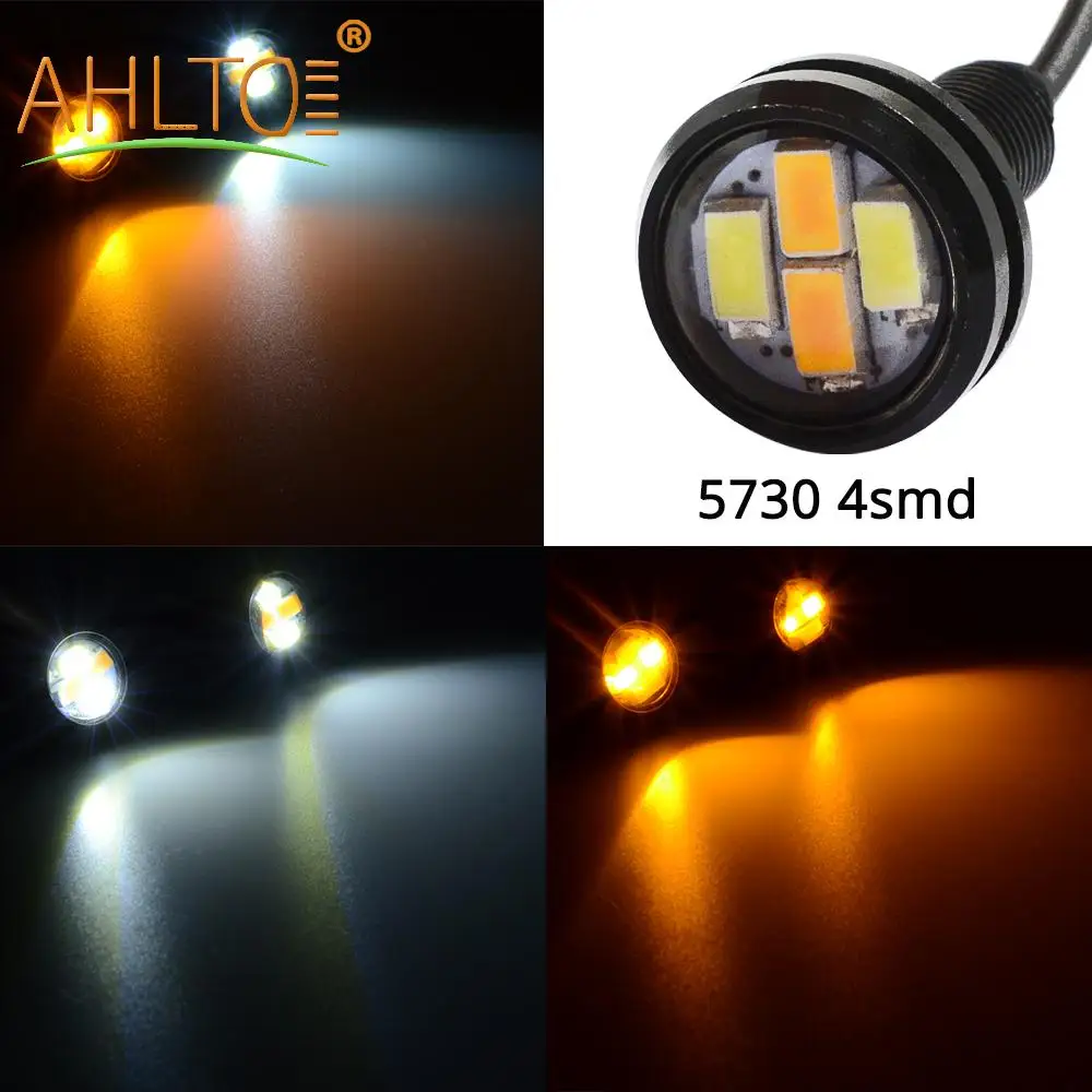 

10X DC 12V Dual Colors 23MM Eagle Led Eye Driving DRL 5730 4SMD Daytime Running Warning Light Fog Switchback Turning Signal Lamp