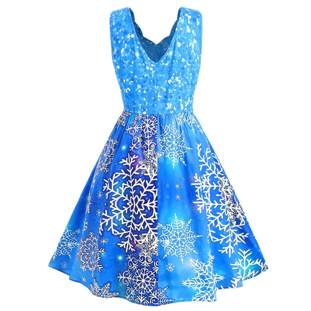 Платье hiver femme Womne Merry christmas платье со снежинками без рукавов зимнее платье vestidos ropa mujer sukienki