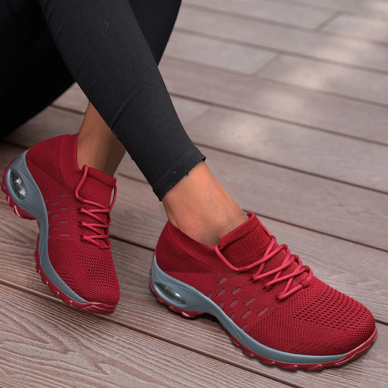 red tennis shoes womens