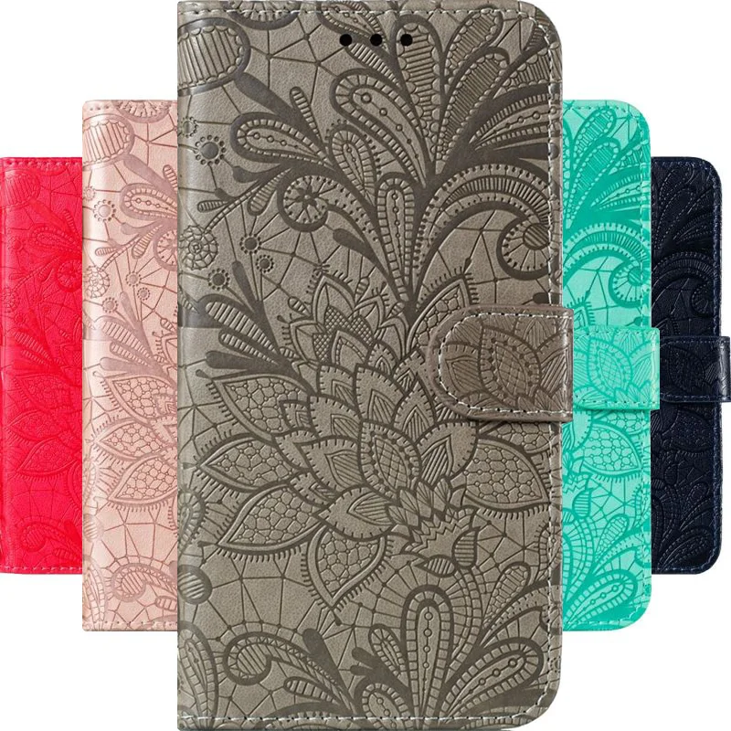 Флип чехол для Xiaomi Mi 9T Note 10 CC9 CC9E A3 9 Lite Redmi 7A 8A K20 K30 7 8 8T Pro милый с кружевными цветами