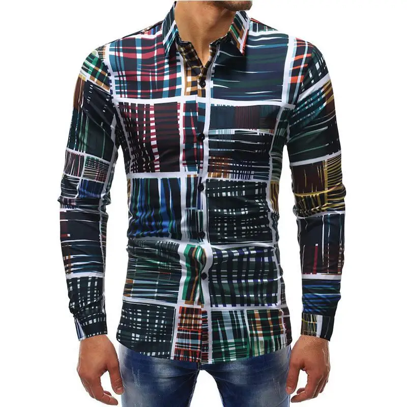 Мульти Farben Повседневная рубашка Mnner Herbst Langarm mnner Kleidung Hemd Mnnlich Plus Gree модные цветочные рубашки 5XL-M