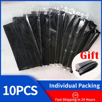 

Black Mouth Face Mask Three-layer Disposable Non-Woven Filter for Adults Man Women Dust Mask Fast Shipping 5 Colors Available