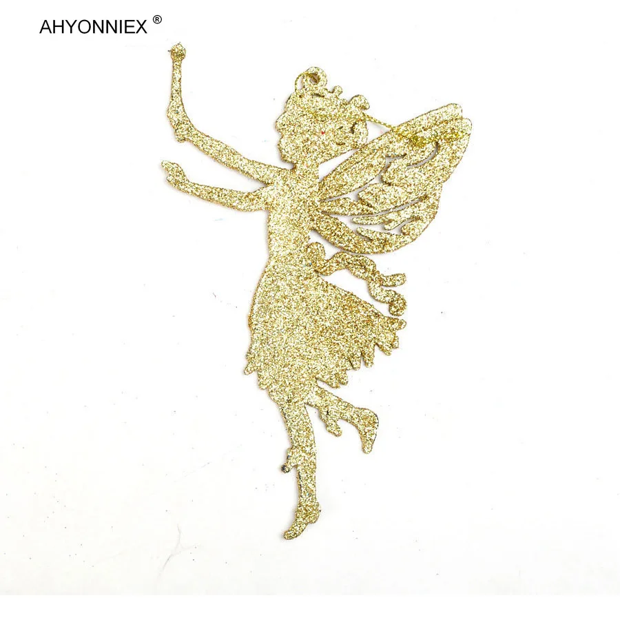 Christmas Tree Decorations Supplies, Angel Shape, Xmas Ornament, Glitter Powder, Holidays Pendant, Size 14x9cm, 10g