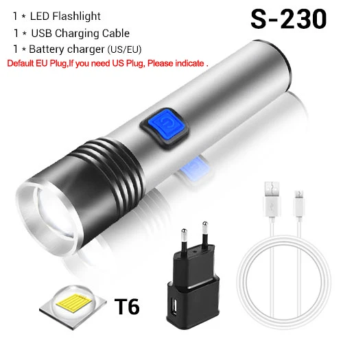 S-230 Package B USB Перезаряжаемый Мини светодиодный фонарик 4 режима освещения водонепроницаемый фонарь телескопический зум Портативный Костюм «Lantern» для ночного освещения - Испускаемый цвет: S-230 Package B