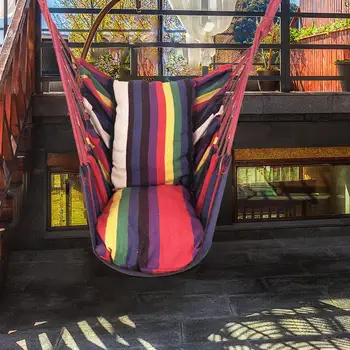 

Hanging Canvas Swing Chair Hanging Rope Chair Garden Indoor Outdoor Hammocks For Home Balcony Deck Backyard Dormitory
