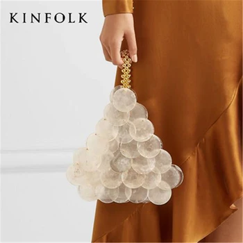 

New 2020 natural beauty of luminous shell bag shell gold beads handbag shrimp sequins handmade women bag