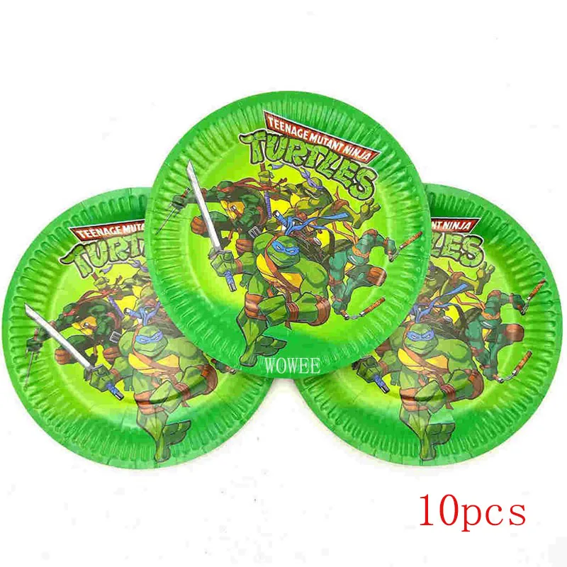 10pc Plate 6 шт. Черепашки Ниндзя тематические праздничные товары для дня рождения шумители Детские вечерние украшения Черепашки Ниндзя - Цвет: 10pc Plate