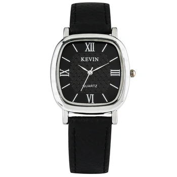 

KEVIN Charming Square Case Quartz Watch for Men Durable Leather Strap with Pin Buckle Wristwatch for Mal