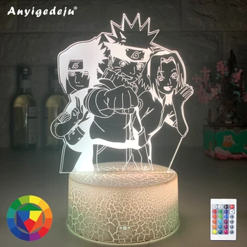 

Anime Figure Naruto Group Uzumaki Naruto 3D Optical Illusion Night Light 7 Color Desk Lamp Hatake Kakashi Uchiha Sasuke Kid lamp