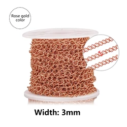 Elegant 18K Gold Stainless Steel Chains for DIY Jewelry Making - 10m Roll (Rose gold 3mm)