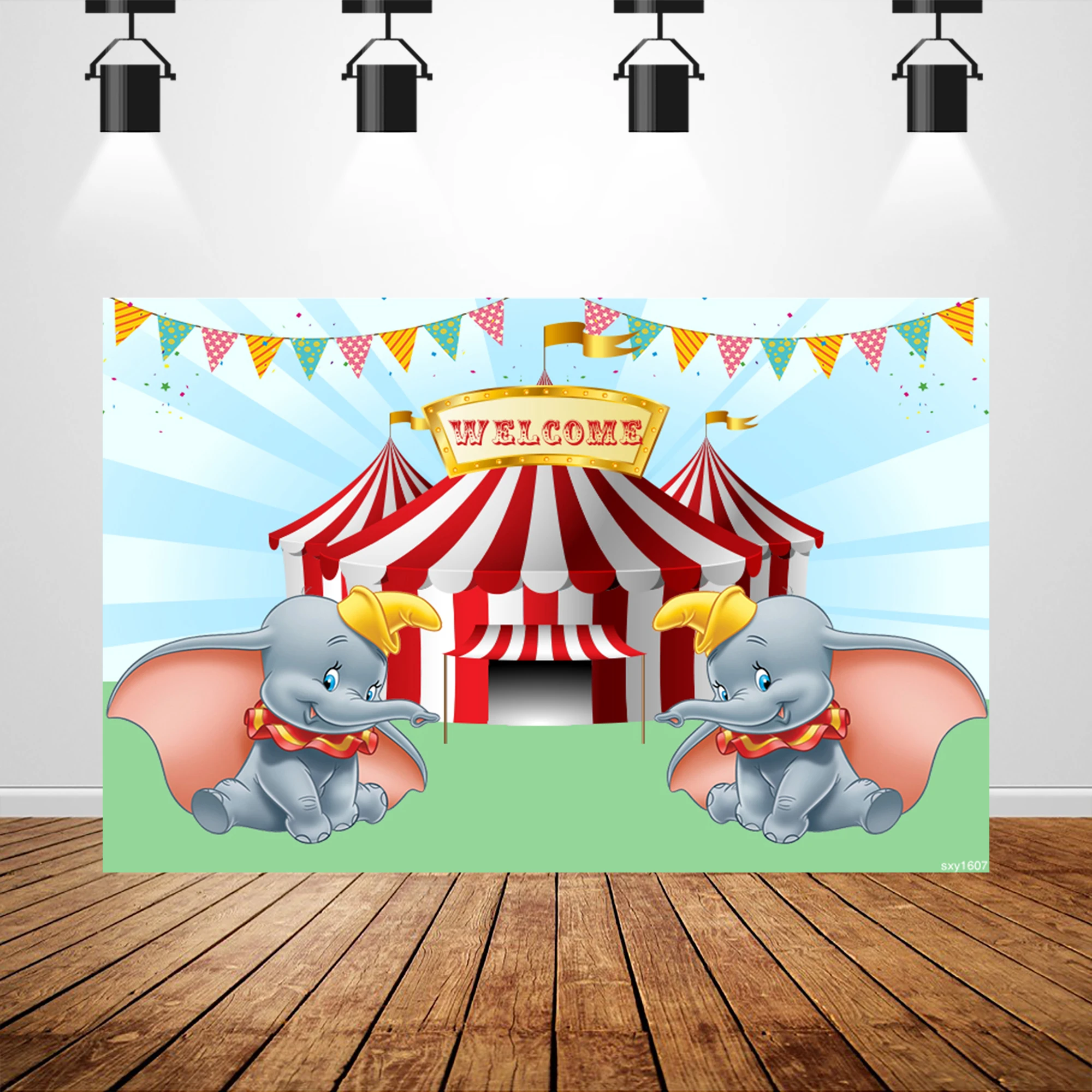 Sxy1607 флаг фотобудка украшения дома цирк Дамбо фоны Дети День Рождения фотография фон для фотостудии 7x5ft