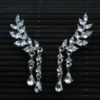 Crystal Flower Drop Earrings For Women Fashion Wing Jewelry Gold Silver Rhinestone Zircon Earrings Modern Jewelry Gift oorbellen - Окраска металла: 22