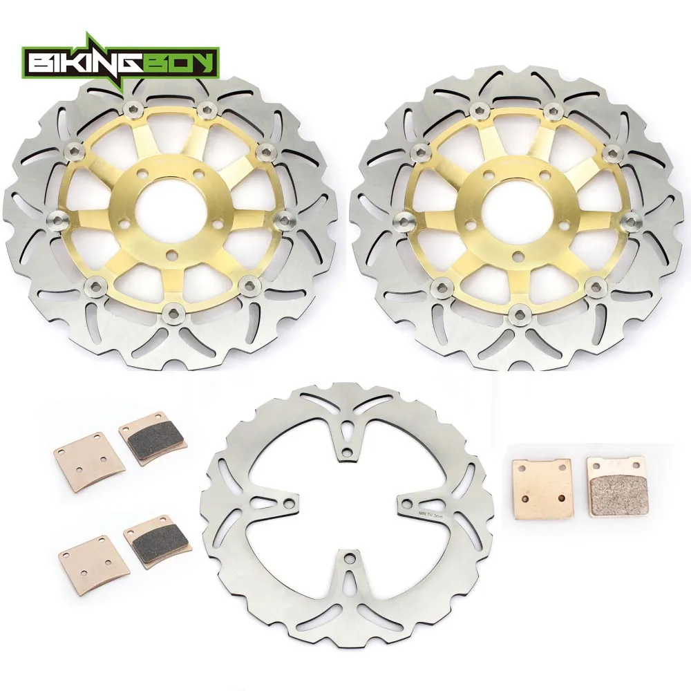 BIKINGBOY для SUZUKI GSX 600 750 F Катана 1989-1997 90 91 92 93 94 95 96 GSX400F 88-90 спереди и сзади тормозные диски роторы колодки - Цвет: Wavy Gold